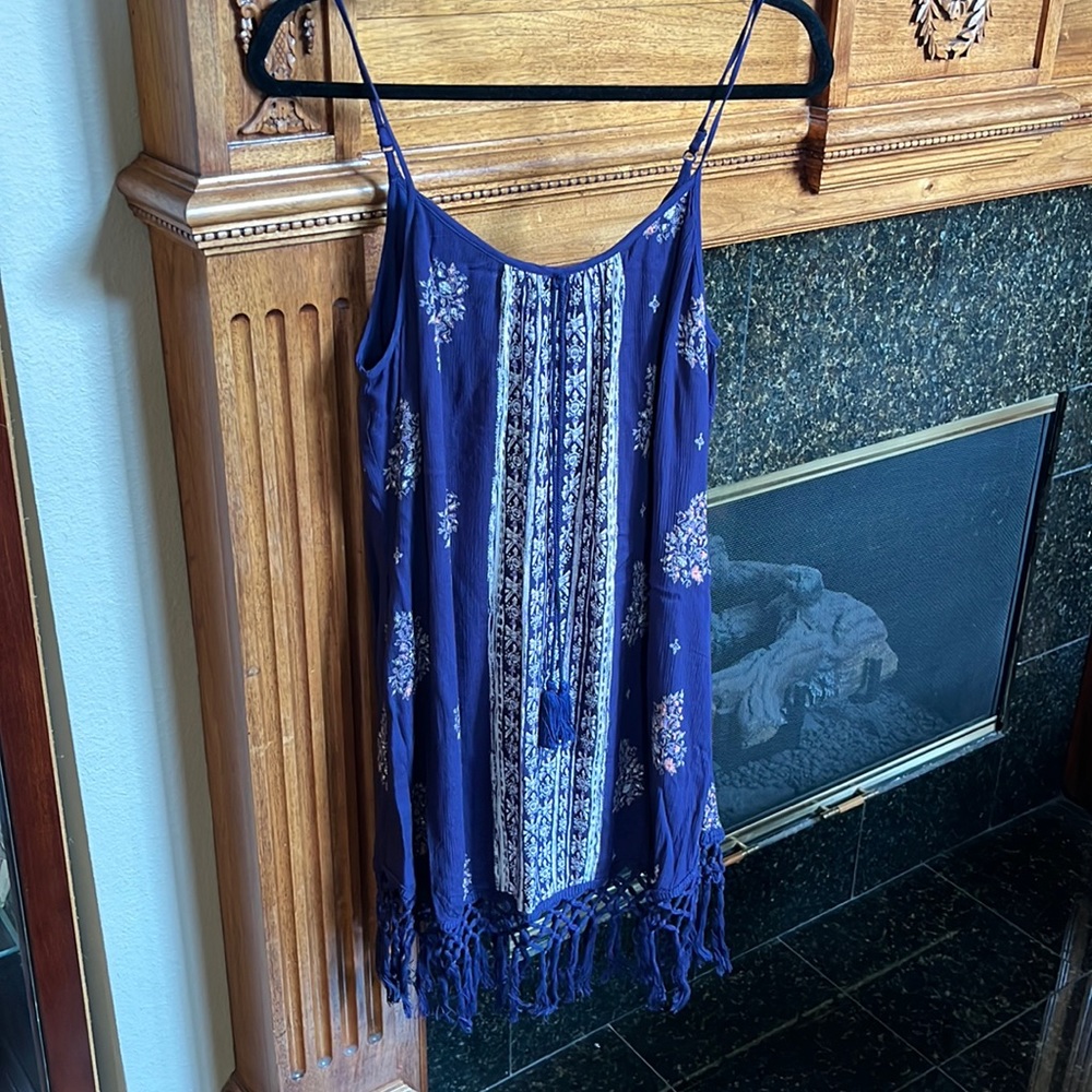 Floral dress with tassels at the bottom